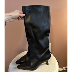 Ana Palma Black Kitten Heel Boots Tall Leather $695 Size 41 10 Spain